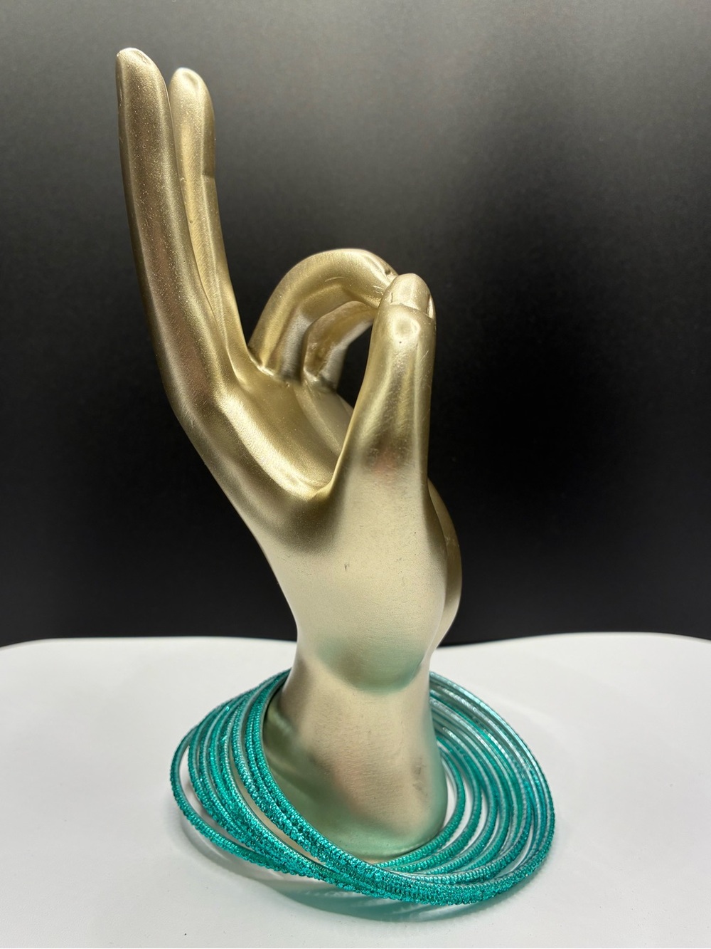 Vintage Set Of Eight Teal Stackable Bangles